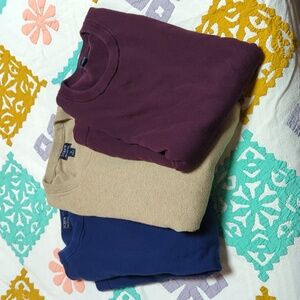 Lot of 3 JCrew cotton sweaters men's medium blue purple oatmeal
